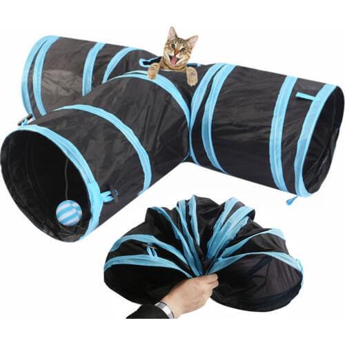 Funny Pet Tunnel Cat Play Tunnel Foldable 3 Holes Cat Tunnel Kitten Cat Toy Bulk Cat Toys Rabbit Play Tunnel