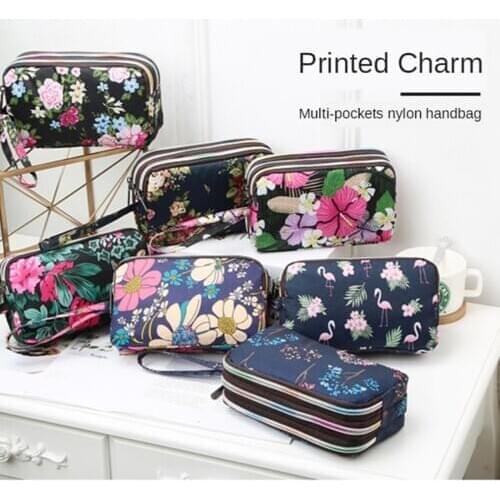 Women Handbag Cartoon Canvas Wallet Portable Square Rabbit Elephant Printed Phone Money Large Capacity Zipper Coin Purse