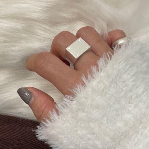 VENTFILLE 925 Sterling Silver Wide Rings INS Fashion Elegant Charm Sweet Couples Matte Texture Party Jewelry Girl Gifts