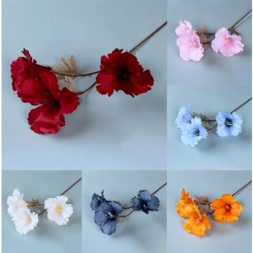 Lightweight 1 Bouquet Beautiful Hibiscus Blossom Simulation Flower Portable Artificial Hibiscus Eco-friendly for Wedding