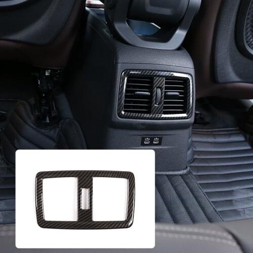 1 Pcs For BMW X1 F48 2016-2019 Car Accessories Carbon Fiber ABS Rear Row Air Conditioning Vent Frame Trim