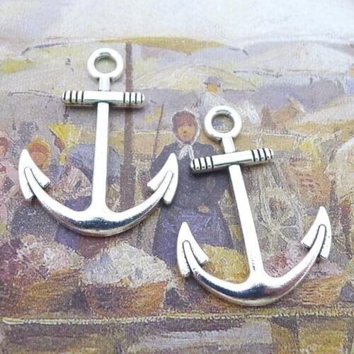 100pcs Anchor Charms 23mm x 31mm DIY Jewelry Making Pendant antique silver color