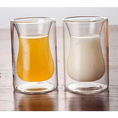 120ml Wine Glasses Creative Mug Double Walled Bottom Glass Mugs Drinking Whiskey Wodka Cup Coffee Juice Water Cups Tea Wholesale