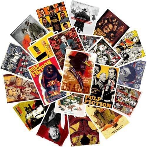 25 Pcs/Lot Quentin Tarantino Pulp Fiction/Reservoir Dog/Inglourious Basterds Stickers for Laptop DIY Waterproof PVC Toy Stickers