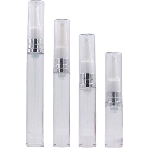 50 Clear Silver Empty Plastic Cosmetic Serum Sample Refillable Packaging Vacuum Eye Cream Airless Pump Bottle 5ML10ML 12ML 15ML