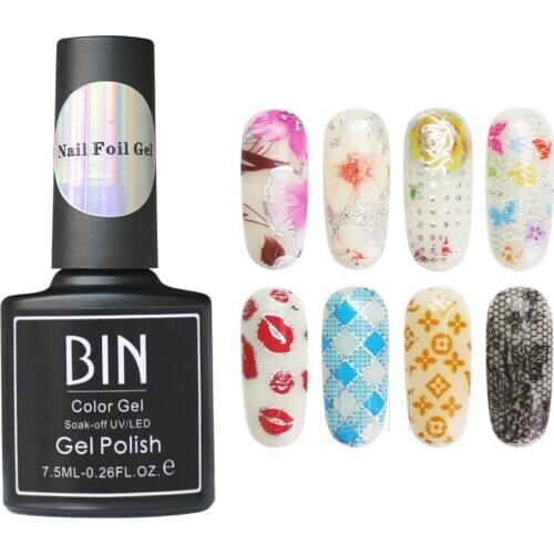 7.5ml/bottle Nail Foil Gel For Transfer Foil Sticker Nail Foil Adhesive Polish Gel Starry Paper Print Foil Wraps Manicure Tools