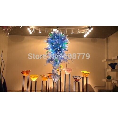 Free Shipping Large Modern Murano Glass Blue Crystal Chandelier