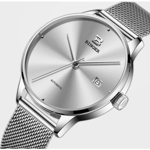 Silver grey dial Sapphire reloj hombre Automatic Mechanical Watch Men Top Brand Luxury Men Watches relogio Wristwatch