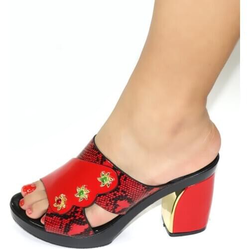 Doershow New Arrival Heels African Women Shoes Sandals With Rhinestone Fashion Design Shoes Italian Shoes for Party !HGF1-19