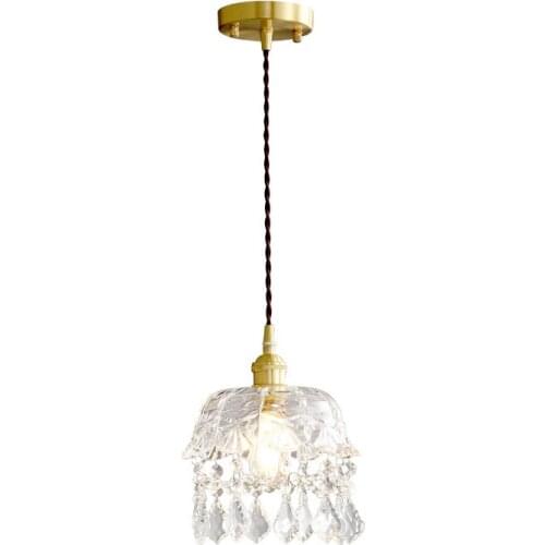 Crystal glass Pendant lamp living room Fixtures Glass European Retro Pendant Lighting Vintage Single head Lamp