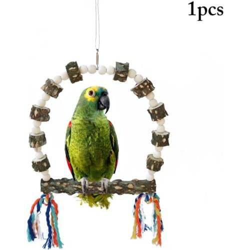 Bird Cage Parrot Swing Anti-biting Wooden Bird Toys Bird Swing Perch Hanging Parrot Toys with Tassel Toys for Parrots