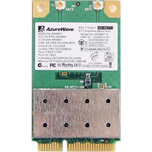 Wireless Adapter Card for Atheros AR5B91 AR9281 Mini PCI-e full N wifi Network 802.11b/g/n Single-chip 2.4 GHz Draft 300M