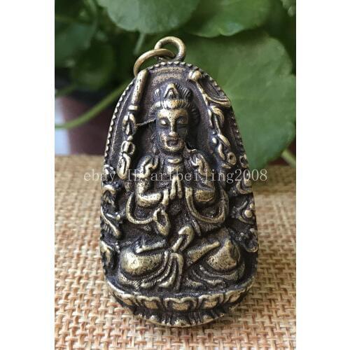 China Bronze Brass Thousands Hands Guanyin Bodhisattva Buddha Amulet Pendant M05