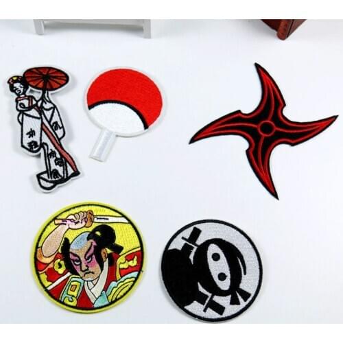 Cartoon Japan Bushidou Culture Samurai Ninja Embroidery Clothing Patch Stickers Embroidered Iron Patch for Cap Jacket Bag