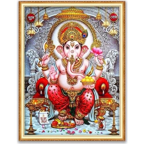 Region Ganesha DIY Cross Stitch 11CT Embroidery Kits Craft Needlework Set Printed Canvas Cotton Thread Home Decoration On Sale