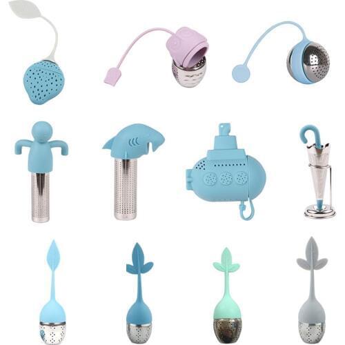 1Pcs Whale Leaf Strawberry Tea Set Filter Stainless Ssteel Herbal Spice Brewing Filter Kitchen Ttool Portable Silicone Tea Maker