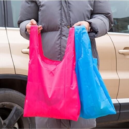 New Fashion Waterproof Shopping Bag 8 Color To Choose Portable Folding Creative Reusable Foldable Shopping Bag Market Grocery Ba
