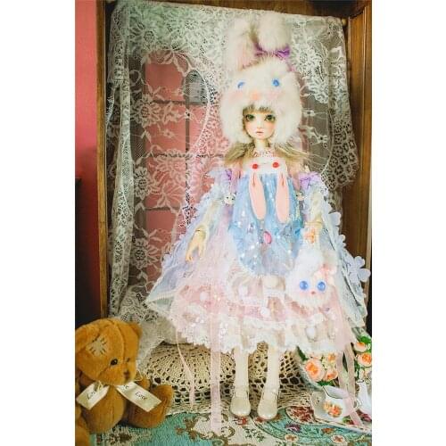 BJD doll clothes is suitable for 1/3 1/4 1/6 MDD size cartoon girl dress "rabbit fairy" 5 piece set doll accessories