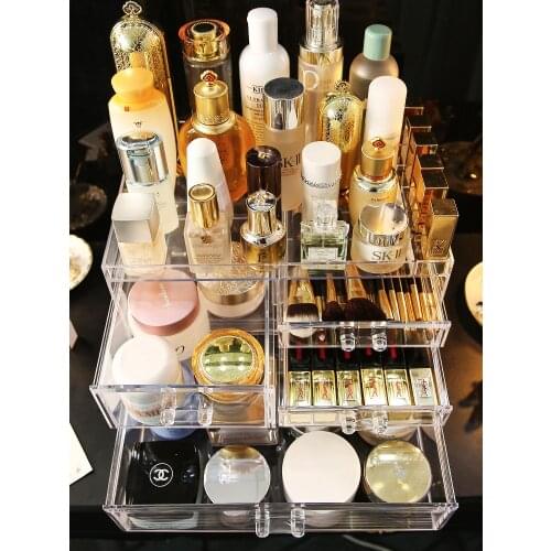 Nordic Makeup Organizer Desktop Cosmetic Storage Box Multifunctional Lipstick Nail Polish Holder Drawer Makeup Tools Organizer