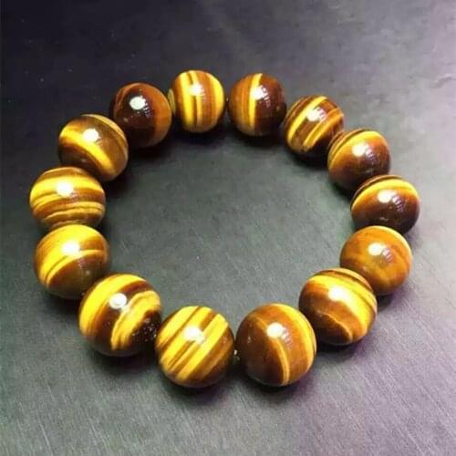 Genuine Natural Yellow Tigers Eye 16mm Gemstone Round Bead Crystal Stretch 16mm For Man Women Bracelets AAAAA