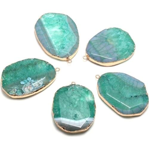 Natural Stone Pendant Irregular Shaped Faceted Pendant for Jewelry Making Diy Earring Necklace Accessories Size 35x48-36x50mm