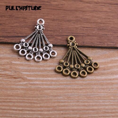PULCHRITUDE 16pcs 25*27mm Two Color Zinc Alloy Vintage Pendant Charm Jewelry DIY Hollow Circle Connector Pendant Necklace