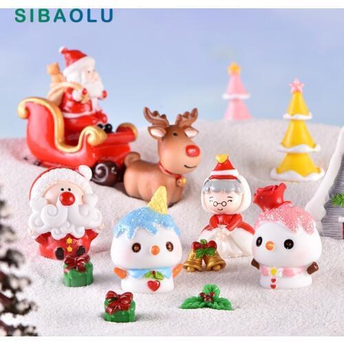 Christmas Grandma Snowman Moon model cartoon Figurine Dollhouse cake home decor miniature fairy garden decoration accessories
