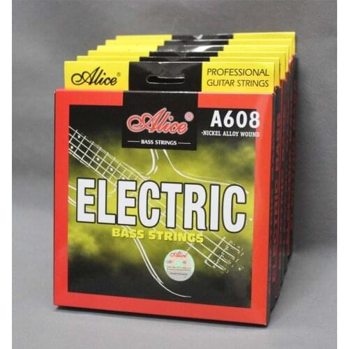 6 Sets Alice A608(4)-M Hexagonal Core Nickel Alloy Wound Electric Bass 4 Strings (.045 .065 .085 .105) inch