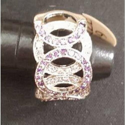 SHUNXUNZE Luxury Fashion Engagement Wedding Rings Jewelry For Women Promotion Purple Cubic Zirconia Rhodium Plated R418 size 9