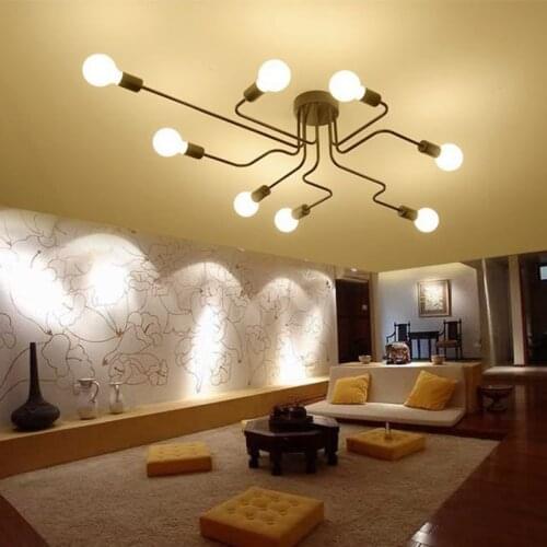 Nordic Multiple Rod metal chandelier Vintage Iron Ceiling Lamp For Kitchen Living room Dining room Bedroom home Decor