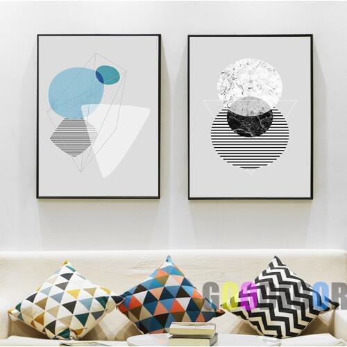 Modern Geometry Abstract Painting Nordic Geometric Shapes Wall Pictures For Living Room Poster Prints Canvas Painting