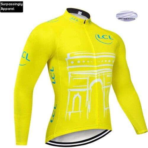 6XL 2019 Yelllow Cycling Clothing Bike Jersey Winter Fleece Mens Bicycle Shirts Long Sleeve Cycling Jersey Bike Maillot