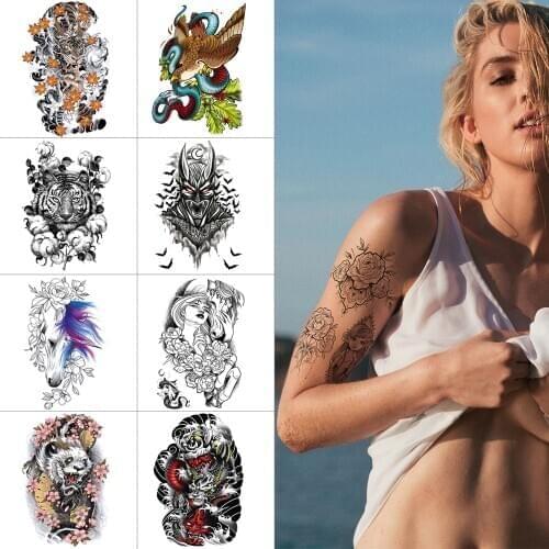 New temporary tattoo stickers Tiger horse panda Wolf Waterproof sticker tattoos Flower men women Arm thigh healthy body tattoo