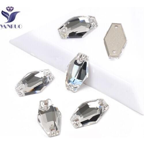 YANRUO 3261 Crystal Clear Hexagon Sewn Rhinestones Flatback Glitter Strass Glass DIY Craft Gems Stones For Wedding Dress