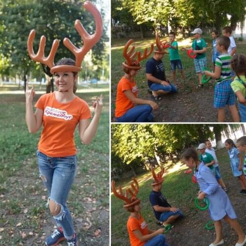 Funny Reindeer Antler Hat Ring Toss Christmas Game Headband Inflatable Balloon For New Year Xmas Party Kids Outdoor Throwing Toy