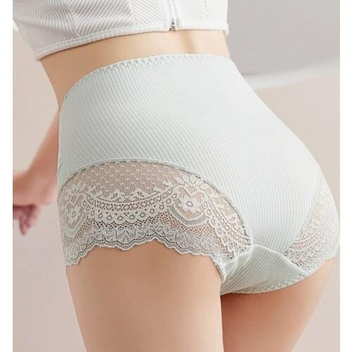 2021 Sexy Lace Panties Women High Waist Abdomen Hip-lifting Underpants Breathable Cozy Female Shaping Underwear Cotton Briefs
