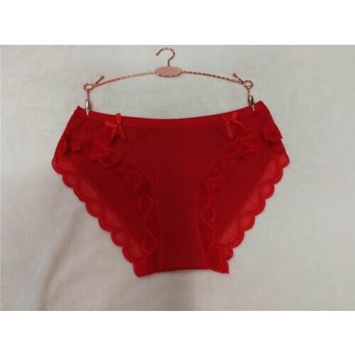 Jian Peng kawaii printed heart low-Rise briefs underwear women sexy lace panties lady Modal solid and durable underpants