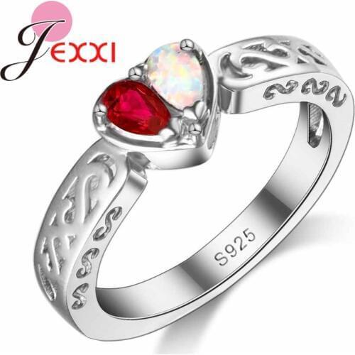 Design Sense 925 Sterling Silver Heart Shape Two Color CZ Zircon Rings Fine Jewelry Women Romance For Engagement Girl Gift