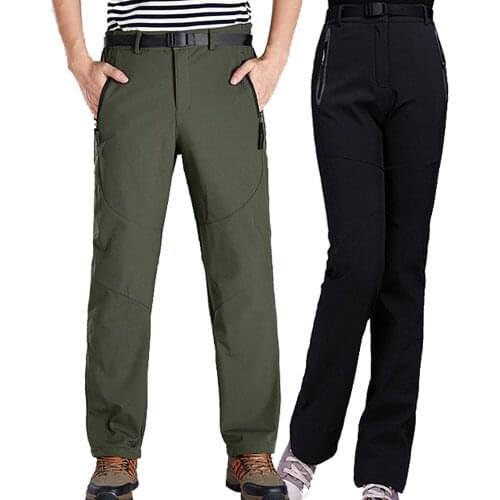 Winter Men Women Waterproof Ski Pants Fleece Warm Softshell Climbing Pants Male Female Camping Hiking Outdoor Sports Trousers