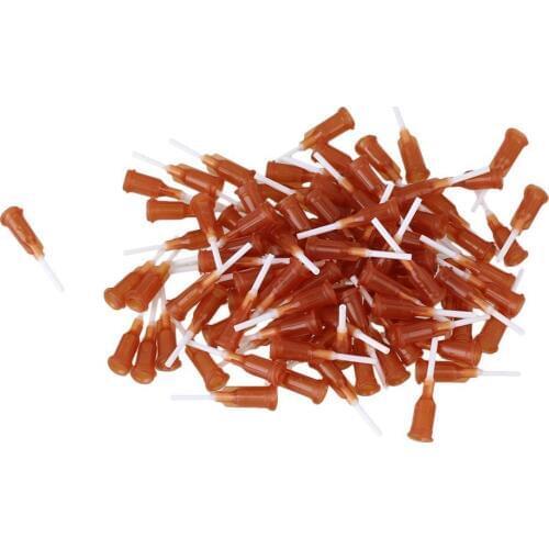 1/2" 15Ga Amber Plastic&PP Spiral Connector Adhesive Glue Tip Dispensing Needles Pack of 100