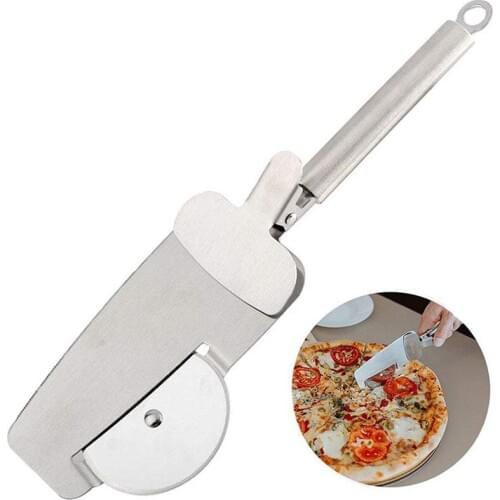 3 in 1 Stainless Steel Pizza Cutter with Clip Pizza Wheels Roller Cutter Bread Knife Pastry Dough Slicer Kitchen Tools