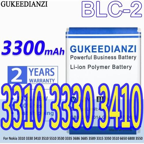 GUKEEDIANZI Battery 3300mAh For Nokia 3310 3330 3410 5510 3530 3335 3686 3685 3589 3315 3350 3510 6650 6800 3550 BLC 2 Nokia3310