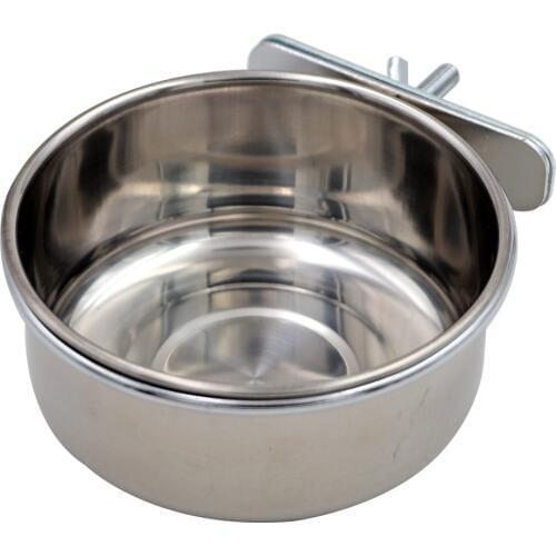 Stainless Steel Bird Feeding Cups Bird Quail Parrot Feeder and waterer Cups With Clip Parrot Cage Stand Bird Feeder Supplies