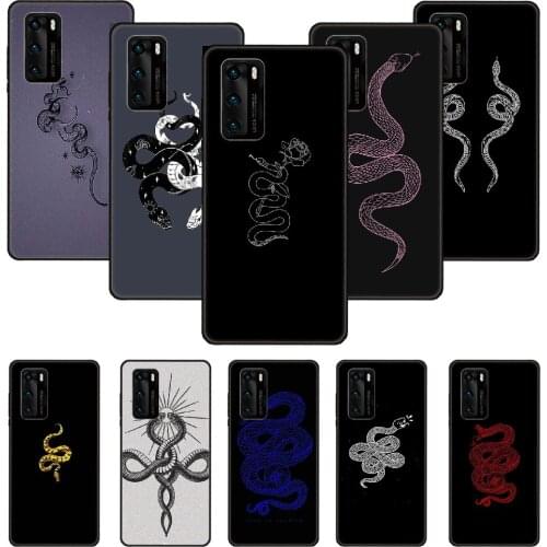 Phone Case For Huawei P20 P30 P40 P Smart Z + P10 Mate 30 10 20 Lite Pro Black Cover Funda Fashion black yellow blue Snake
