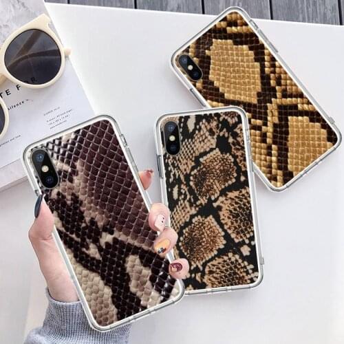 Horror animal snake skin Phone Case Transparent for iPhone 6 7 8 11 12 s mini pro X XS XR MAX Plus