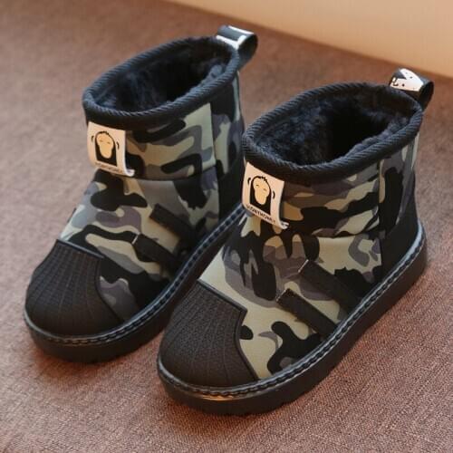 Kids Shoes 2020 Winter Boys Brand Snow Boots Children Fashion Plush Warm Ankle Martin Boots Baby Girls Black Red Sport XZ20032