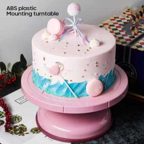DIY Baking Tool Cake Turntable Rotating Pink Plastic Anti-skid Round Cake Stand Cream Cake Rotary Turntable Tool Cake Mold Decor