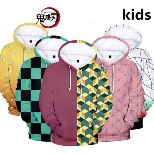 3 To 14 Years Kids Hoodie Demon Slayer Kimetsu No Yaiba 3D Hoodies Sweatshirt Boys Girls Harajuku Jacket Coat Children Clothes