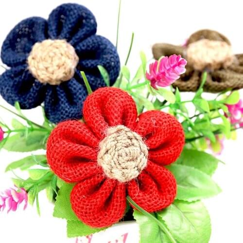 8cm Handmade Jute Hessian Burlap Flowers Vintage Rustic Wedding Decoration Party Festival Sewing Clothing Cap DIY Home Decor