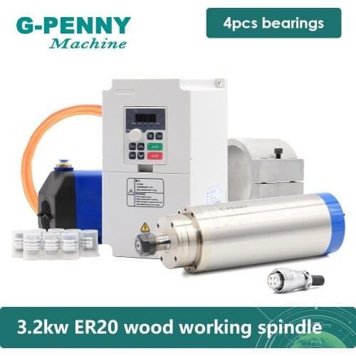 New Arrival! 3.2KW ER20 wood working spindle motor with FULLING 4.0KW QL Variable Frequency VFD 100MM bracket 75W pump